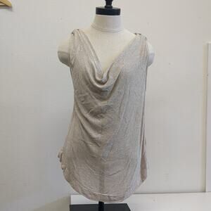 max and mia Cream Relaxed Tank Top with High-Low Hem size Small